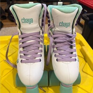Chaya White and Purple Roller Skates